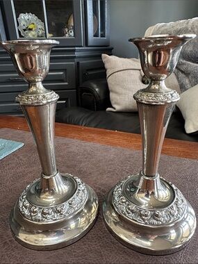 Silver Plated Decorative Candlestick Pair - Elegant Home Accents